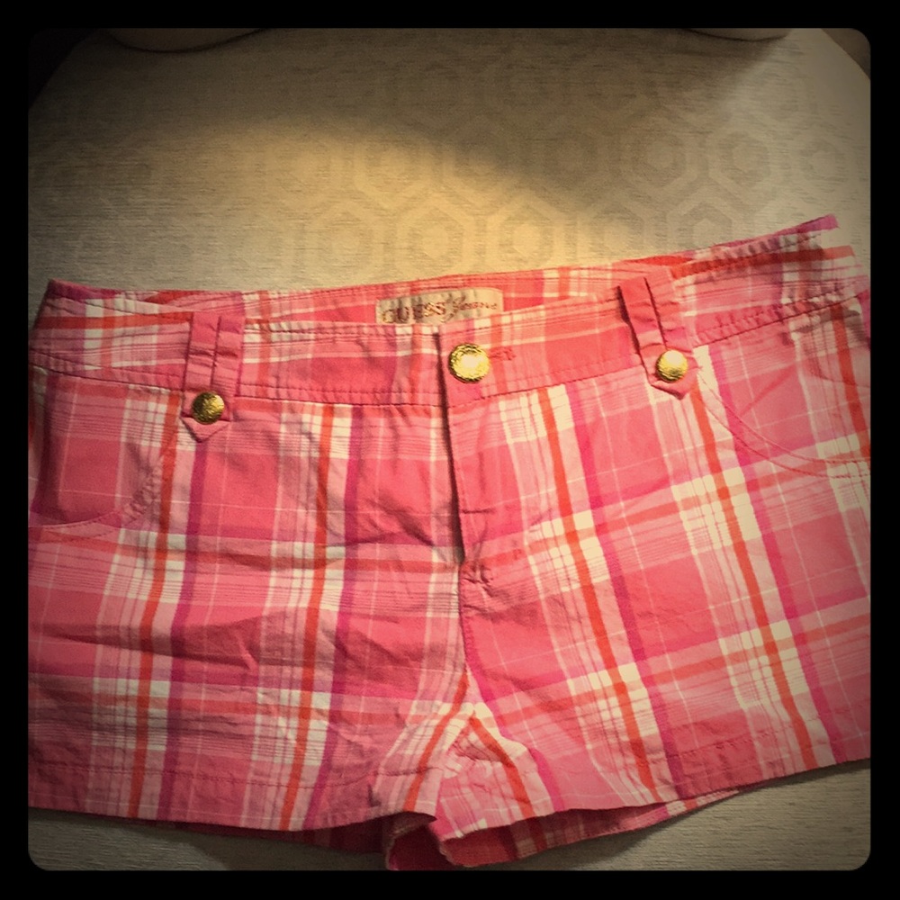 Guess Pink Plaid Shorts